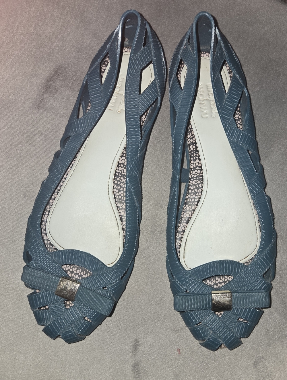 Women’s Melissa Jason Wu Teal Jelly Woven Ballet Flats Sz 8